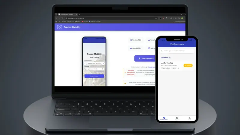 Tracker Mobility App: formulario de verificación con captura de evidencias fotográficas